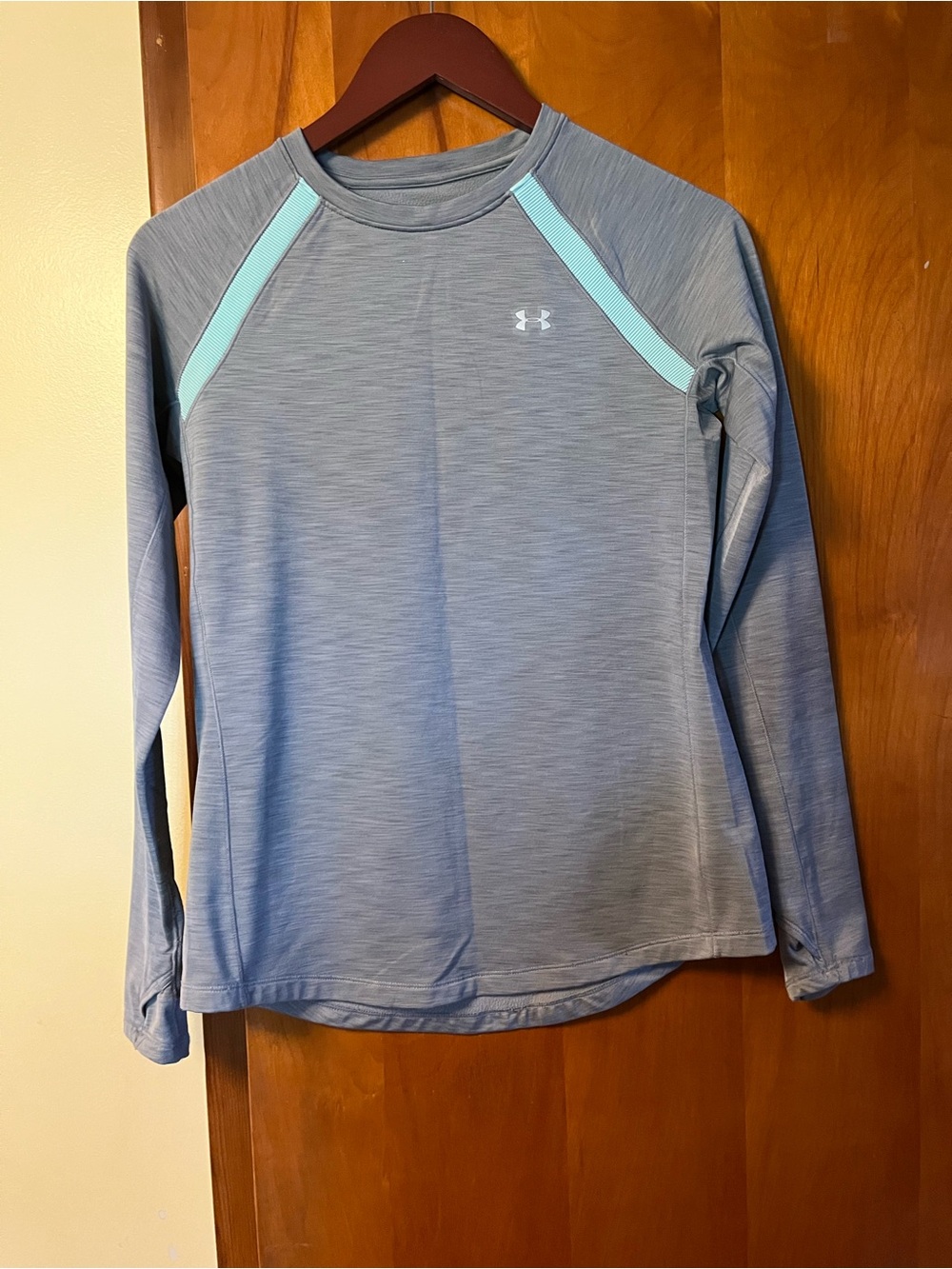 Under Armour Light Blue and Aqua Women's Long Sleeve Performance Shirt